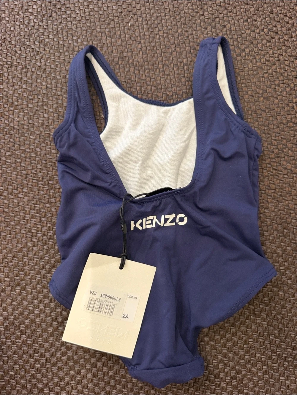 Kenzo Navy Blue Kids One-Piece Swimsuit with White K Logo